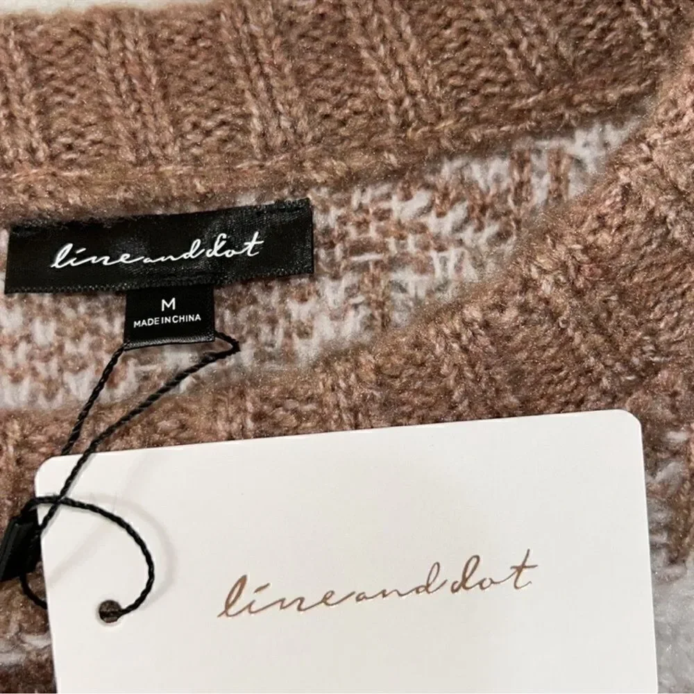 Line & Dot Houndstooth Pullover Sweater(Size Medium)